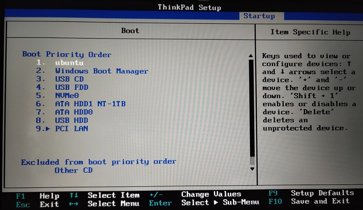 BIOS boot order