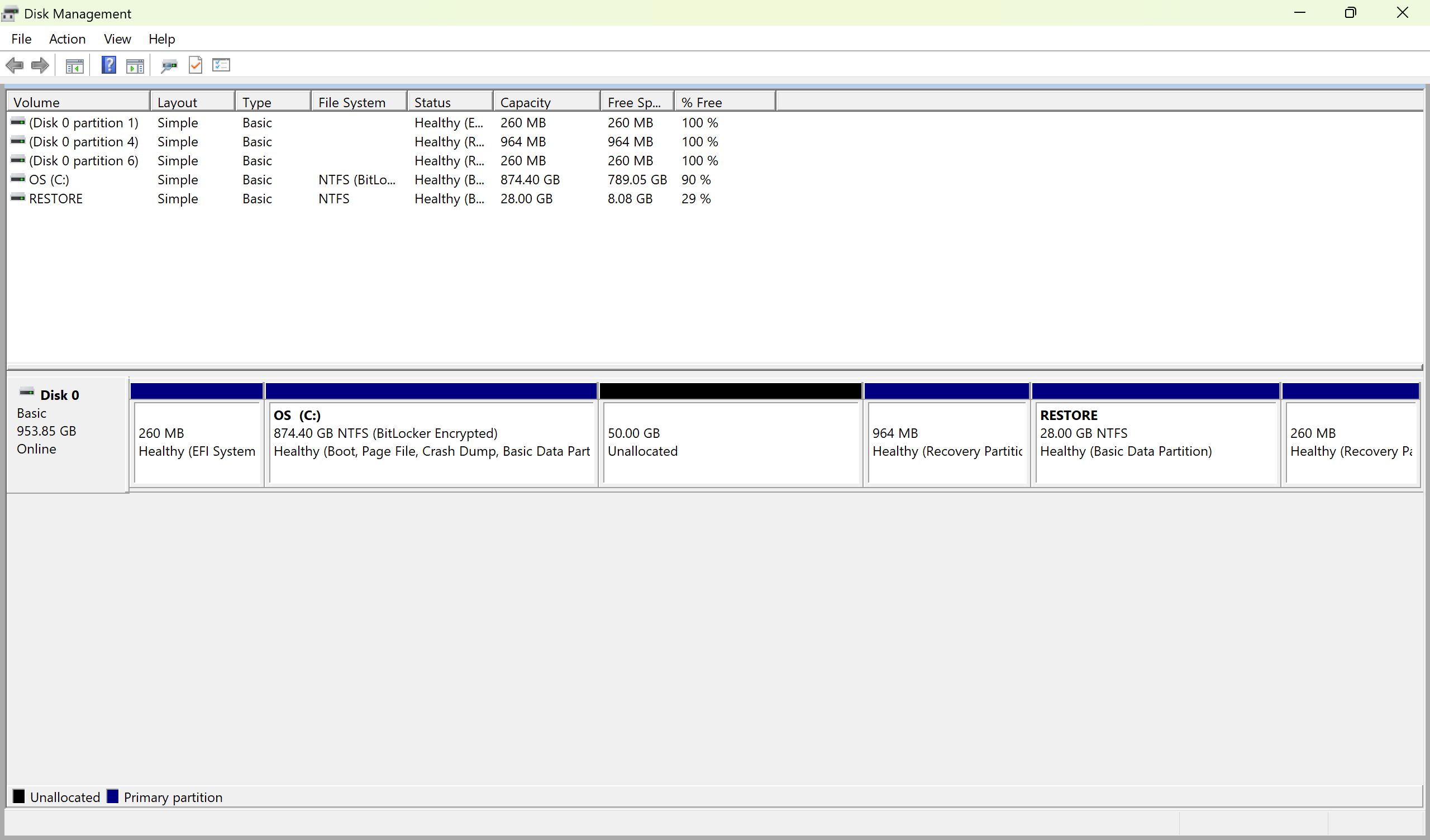 Disk Management Post-shrink
