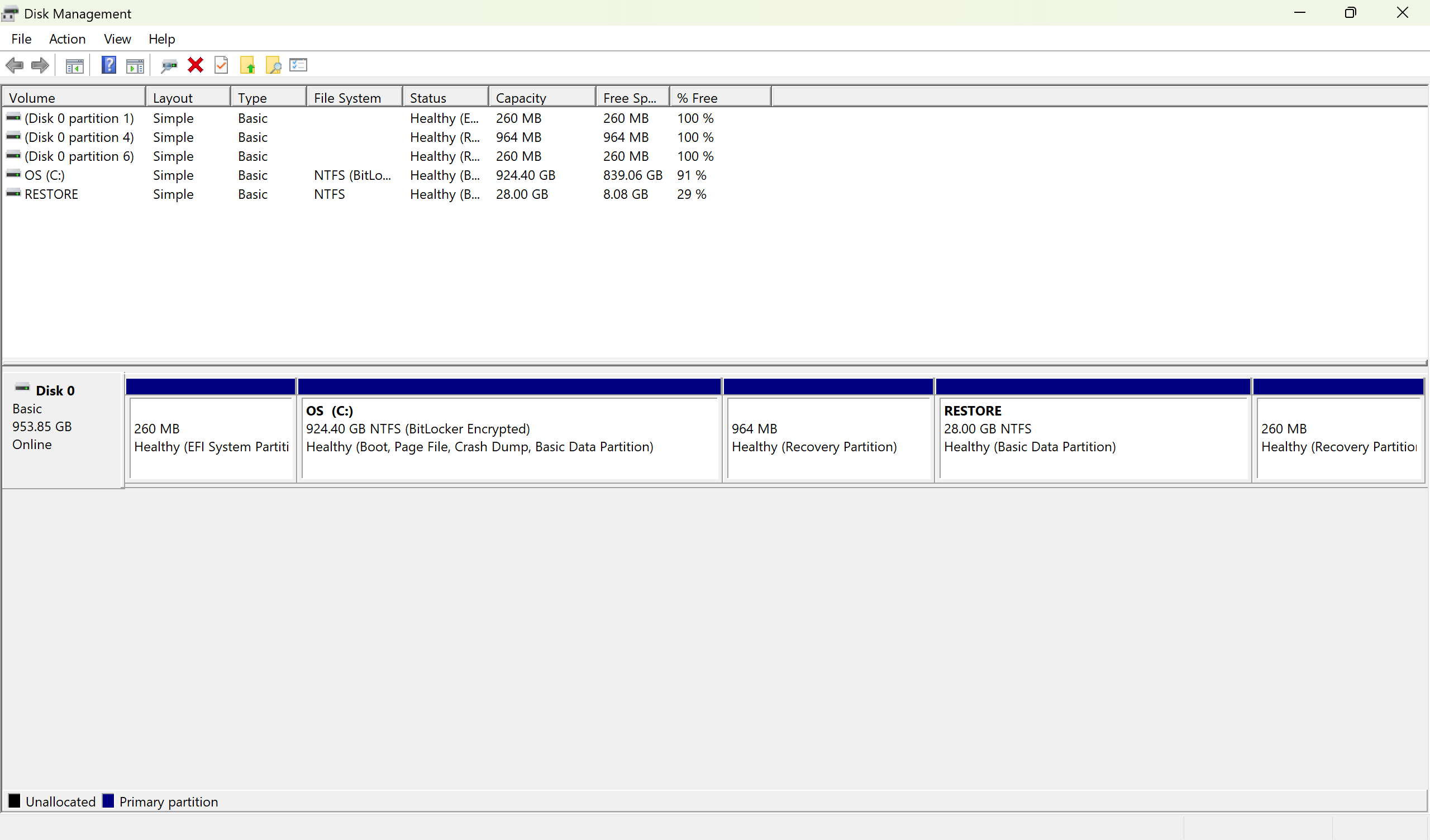 Disk Management Pre-shrink